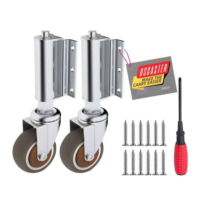 uscaster Gate Wheel 2inch Gate Caster for Wooden Gate 80lbs Capacity 360 Degree Rotation Solid Rubber Tire Spring-Loaded Gate Wheels with Screws & Screwdriver 2Pack - Image 1